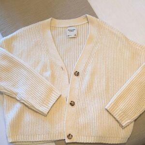 Abercrombie & Fitch Cream Button-Up Cardigan